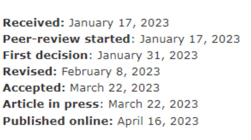 world journal of clinical cases 發的快嗎