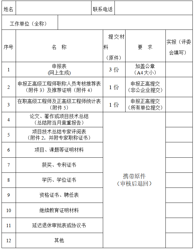 晉升正高職稱準備什么材料