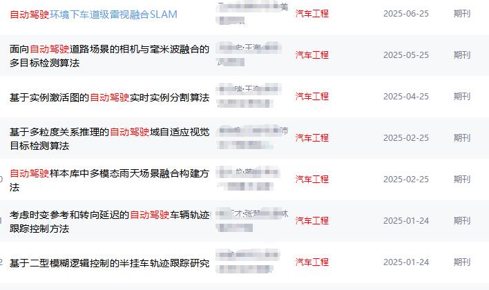 汽車工程發表的自動駕駛相關論文